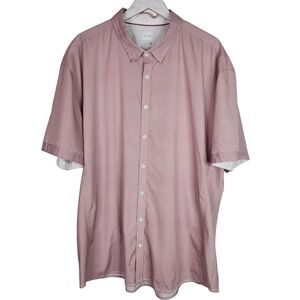 JB Holt Shirt Mens 3XL Pink Geometric Short Sleeve Button Up Stretch Athletic
